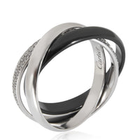 Trinity Ceramic & Diamond Ring in 18k White Gold 0.45 CTW