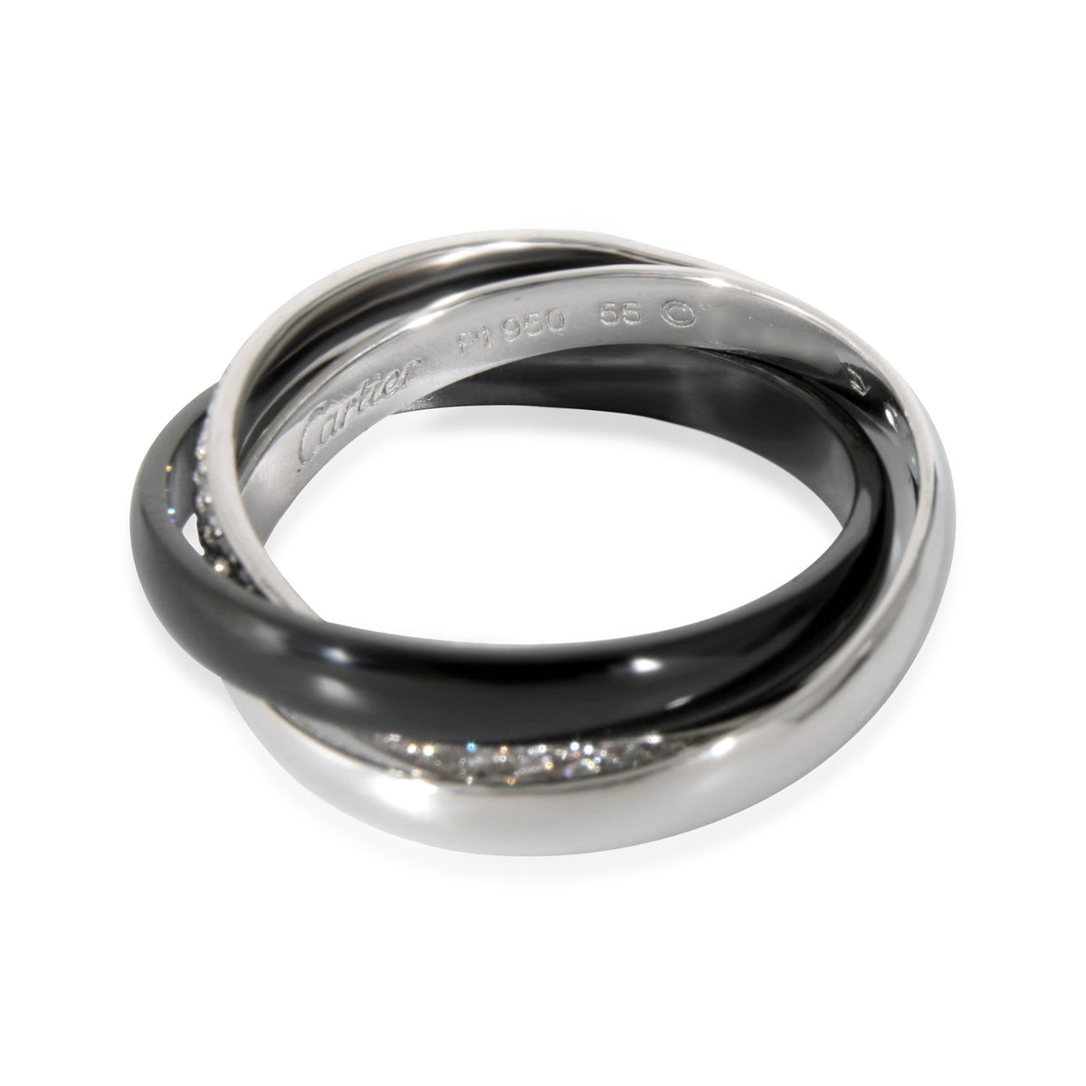 Trinity Ceramic & Diamond Ring in 18k White Gold 0.45 CTW