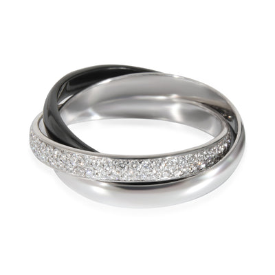 Trinity Ceramic & Diamond Ring in 18k White Gold 0.45 CTW