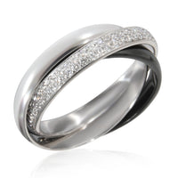 Trinity Ceramic & Diamond Ring in 18k White Gold 0.45 CTW