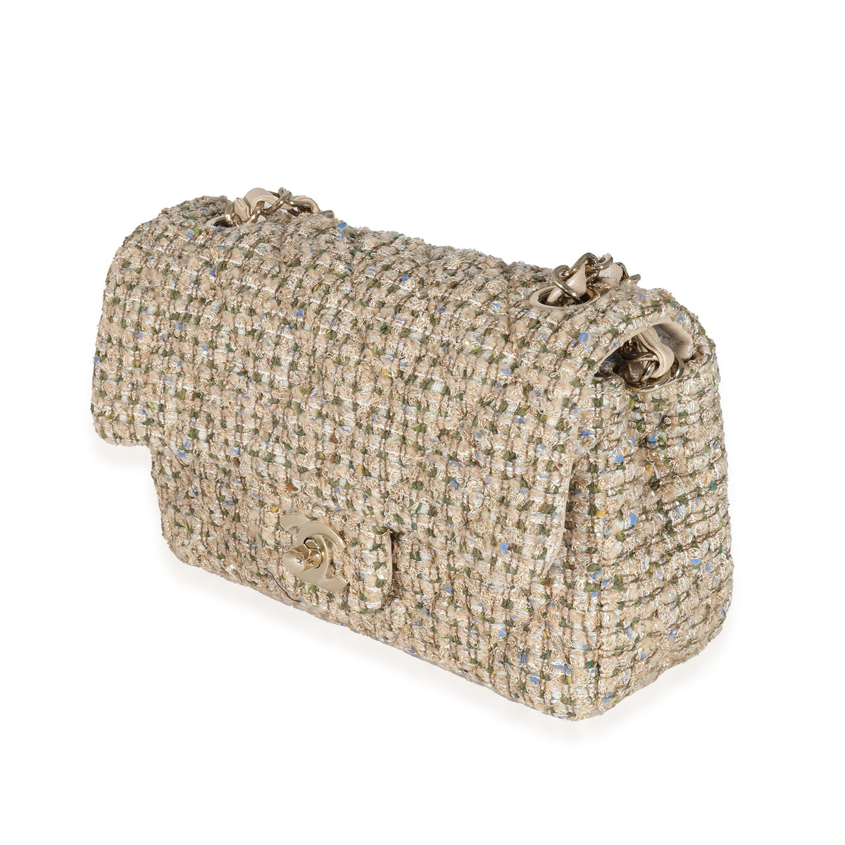 21A Gold Tweed Mini Rectangular Flap Bag