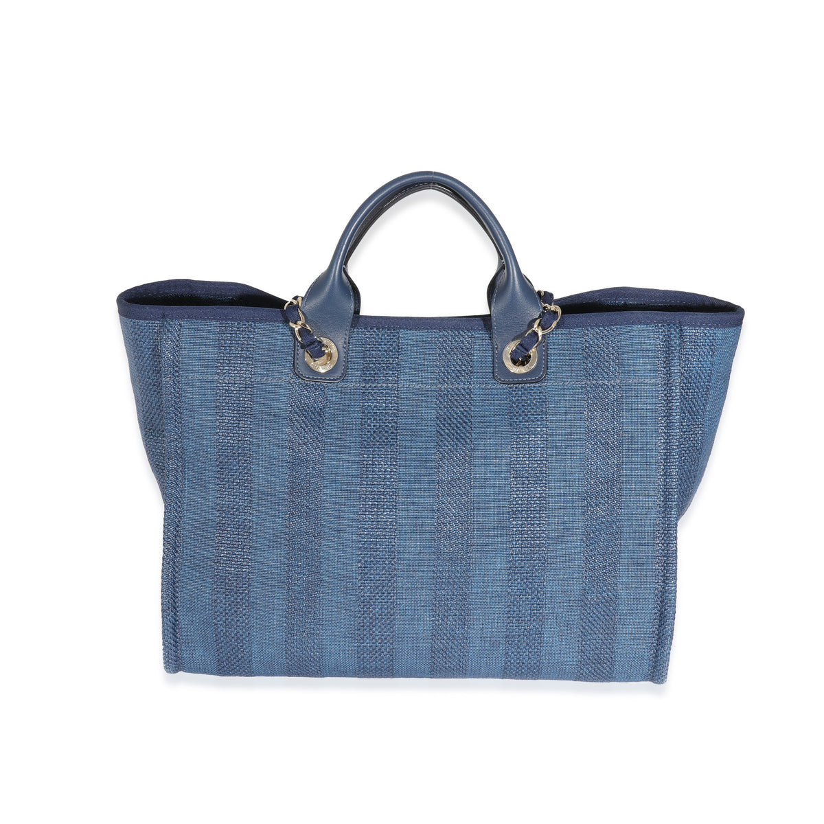 Striped Navy Mixed Fibres Large Deauville Tote