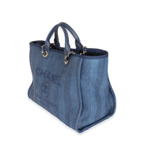 Striped Navy Mixed Fibres Large Deauville Tote