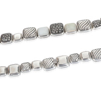 David Yurman Chiclet Moonstone & Diamond Necklace in Sterling Silver 1/1 Ctw