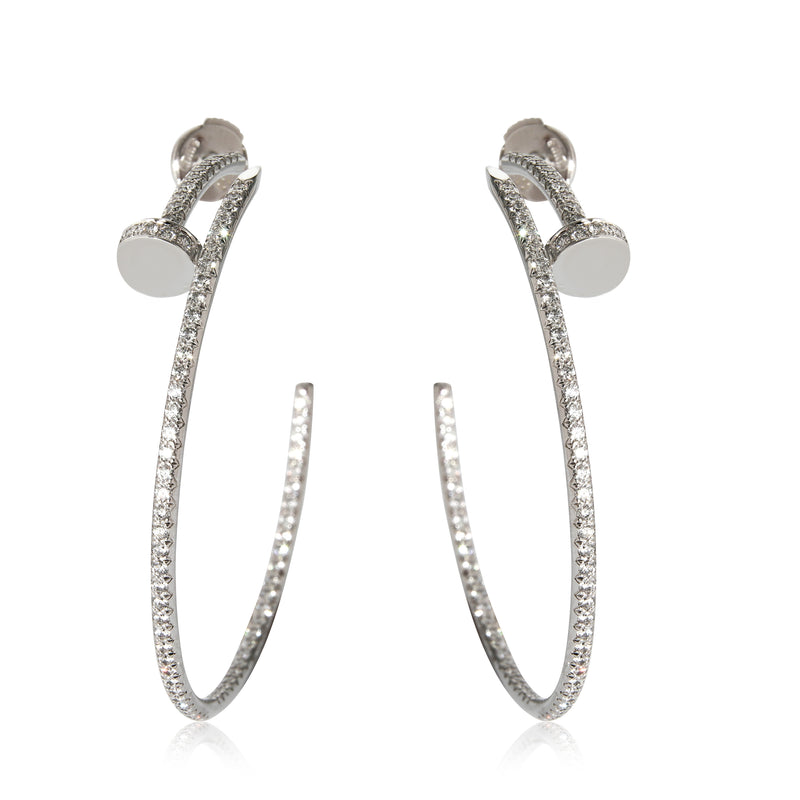 Juste Un Clou Diamond Hoop Earring in 18K White Gold 1.26 CTW