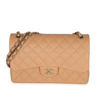 21P Caramel Caviar Jumbo Classic Double Flap Bag