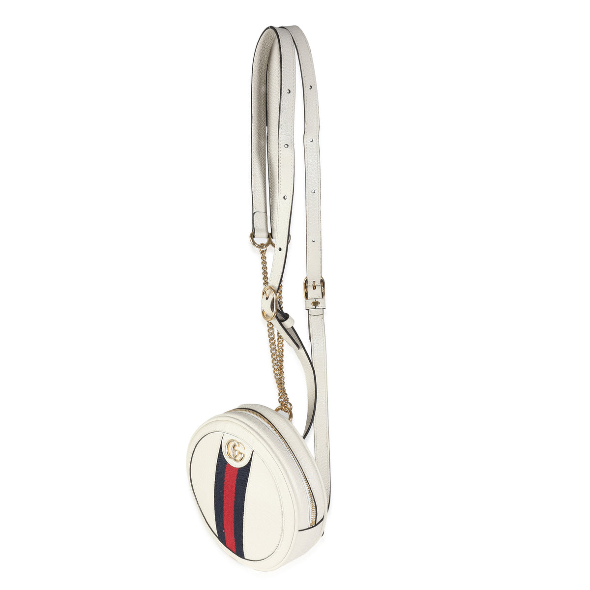 gucci mini backpack white White Calfskin Ophidia Mini Round Backpack