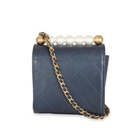 Navy Goatskin Chic Pearls Mini Flap Bag