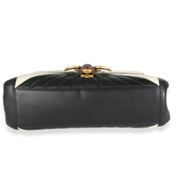 Black White Calfskin Queen Margaret Bamboo Top Handle Bag