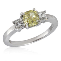 myGemma Fancy Intense Yellow Cushion Engagement Ring in Platinum VS1 1.31 CTW av