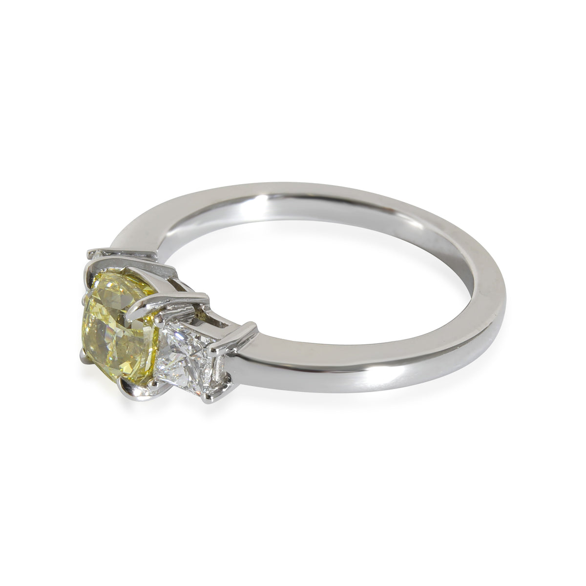 myGemma Fancy Intense Yellow Cushion Engagement Ring in Platinum VS1 1.31 CTW sv