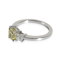 Fancy Intense Yellow Cushion Engagement Ring in Platinum VS1 1.31 CTW