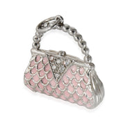 Diamond & Enamel Handbag Charm in Platinum 0.04 CTW