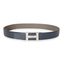 Hermès Epsom Etain Bleu De Prusse H Guilloche Belt 80 stamp