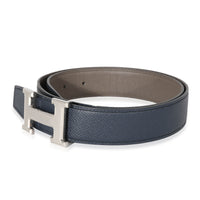 Hermès Epsom Etain Bleu De Prusse H Guilloche Belt 80 sv