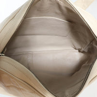 Vintage Beige Quilted Caviar Messenger Handbag