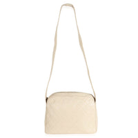 Vintage Beige Quilted Caviar Messenger Handbag
