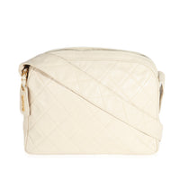 Vintage Beige Quilted Caviar Messenger Bag