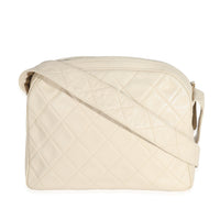 Vintage Beige Quilted Caviar Messenger Handbag