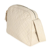 Vintage Beige Quilted Caviar Messenger Handbag