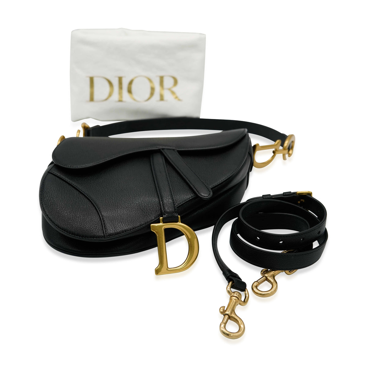 Christian Dior Black Grained Calfskin Saddle Bag Handbag ad1