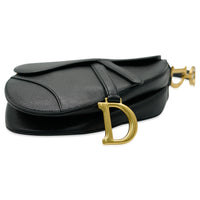 Christian Dior Black Grained Calfskin Saddle Bag Handbag av