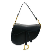 Christian Dior Black Grained Calfskin Saddle Bag Handbag fv