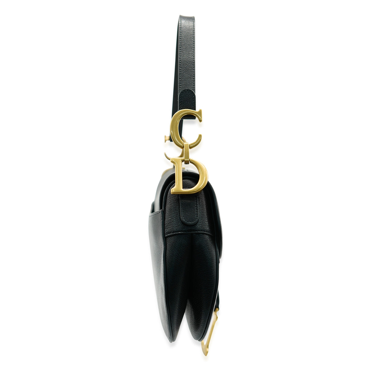 Christian Dior Black Grained Calfskin Saddle Bag Handbag pv