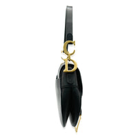 Christian Dior Black Grained Calfskin Saddle Bag Handbag pv