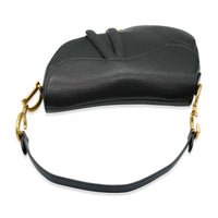 Christian Dior Black Grained Calfskin Saddle Bag Handbag stamp