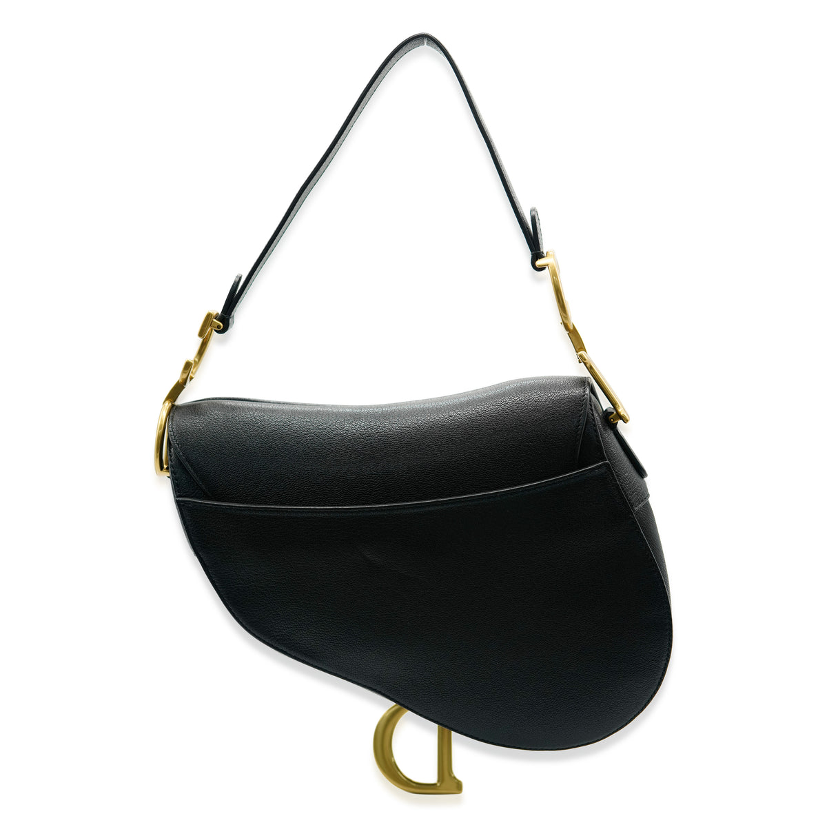 Christian Dior Black Grained Calfskin Saddle Bag Handbag sv