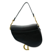 Christian Dior Black Grained Calfskin Saddle Bag Handbag sv