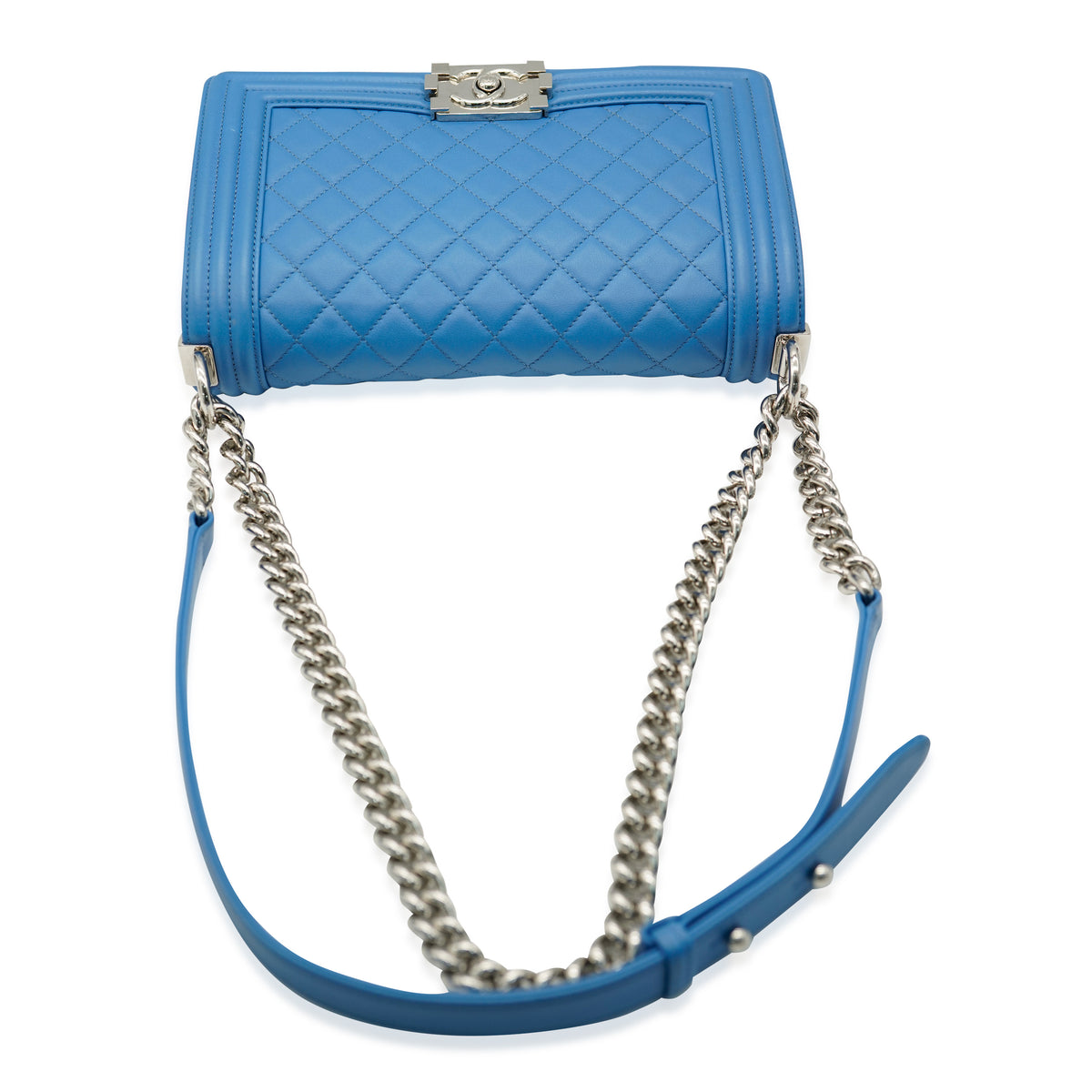 Chanel Blue Leather Medium Boy Medium Handbag box