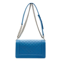 Chanel Blue Leather Medium Boy Medium Handbag sv