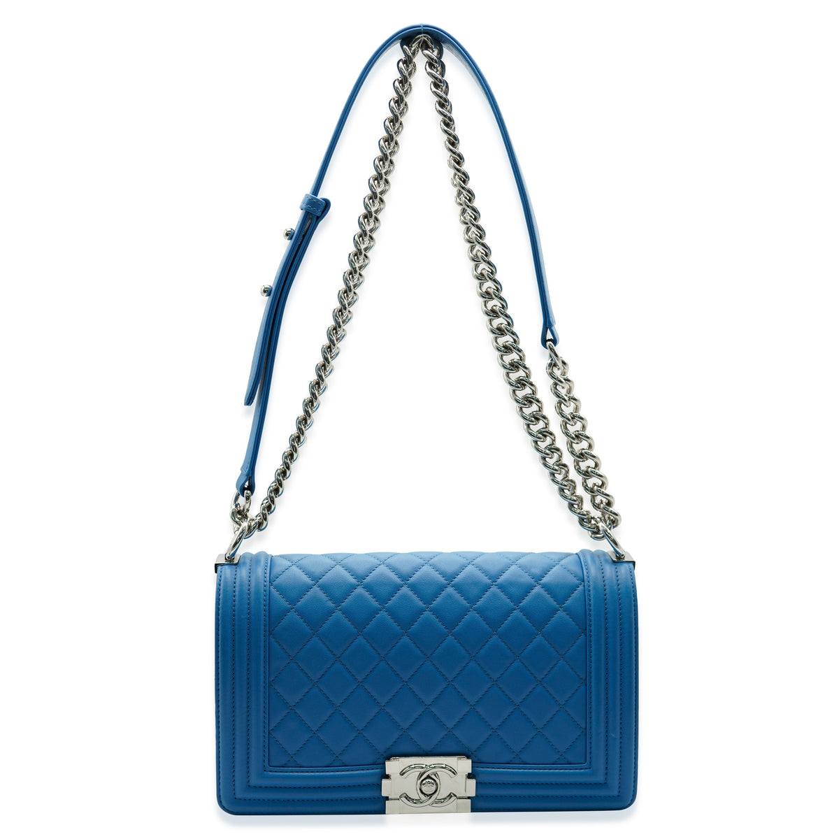Chanel Blue Leather Medium Boy Medium Handbag ad2