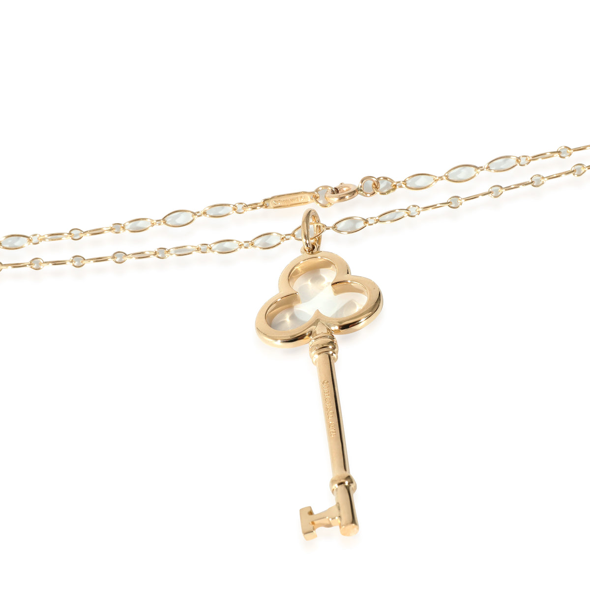 Trefoil Key Pendant Necklace in 18KT Yellow Gold