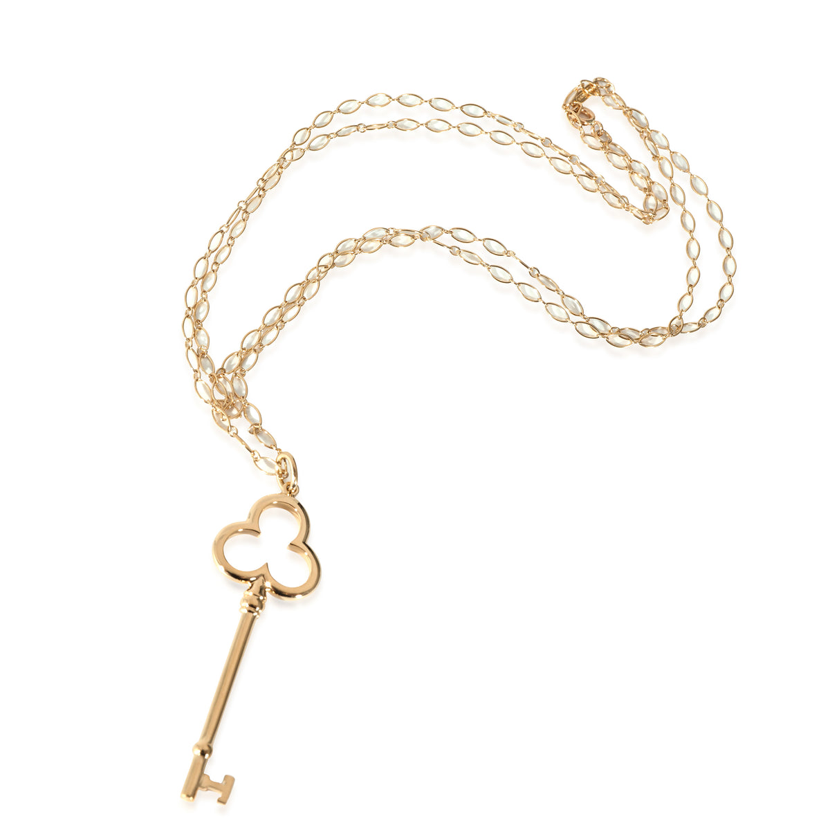 Trefoil Key Pendant Necklace in 18KT Yellow Gold