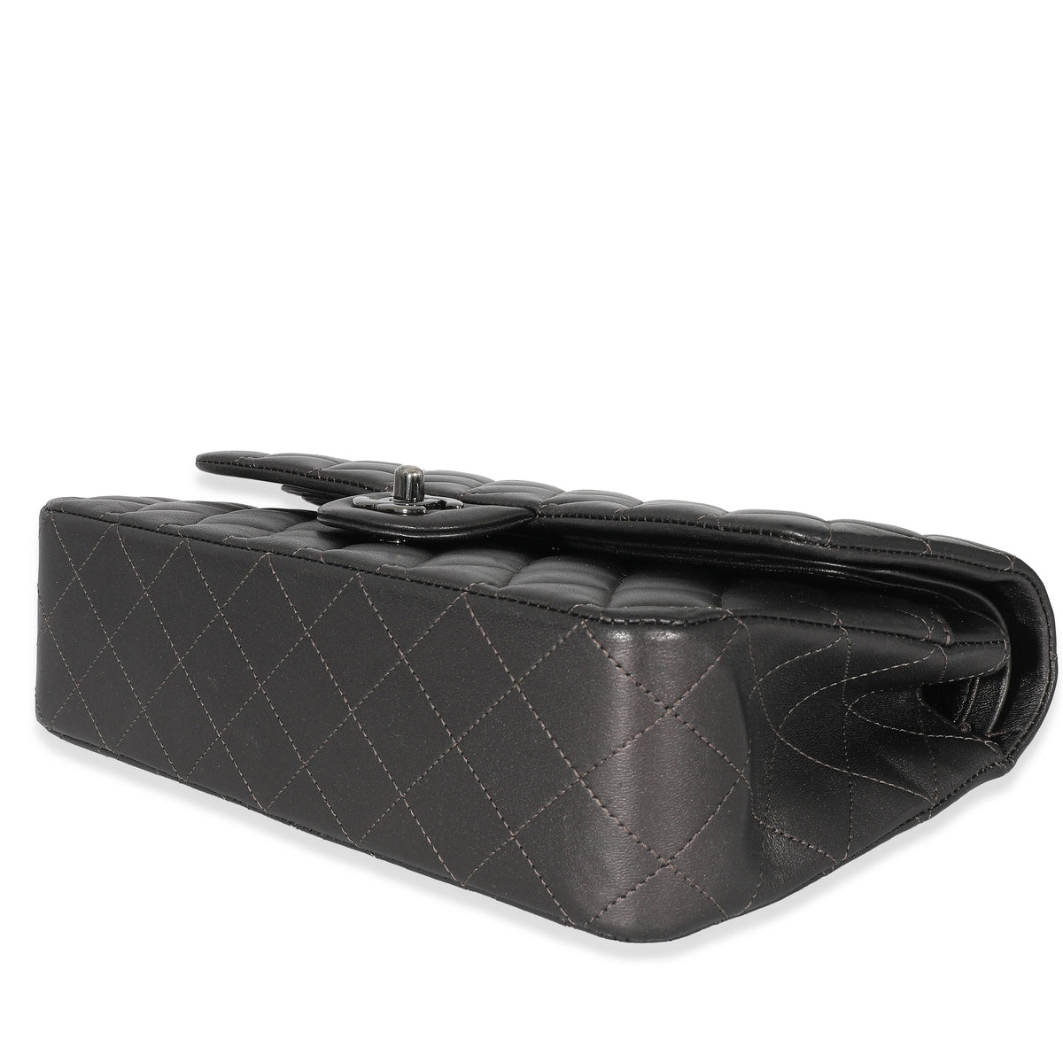 Chanel 09A Grey Metallic Lambskin Medium Classic Double Flap Bag