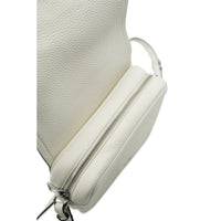 White Vitello Daino Logo Crossbody Flap Bag