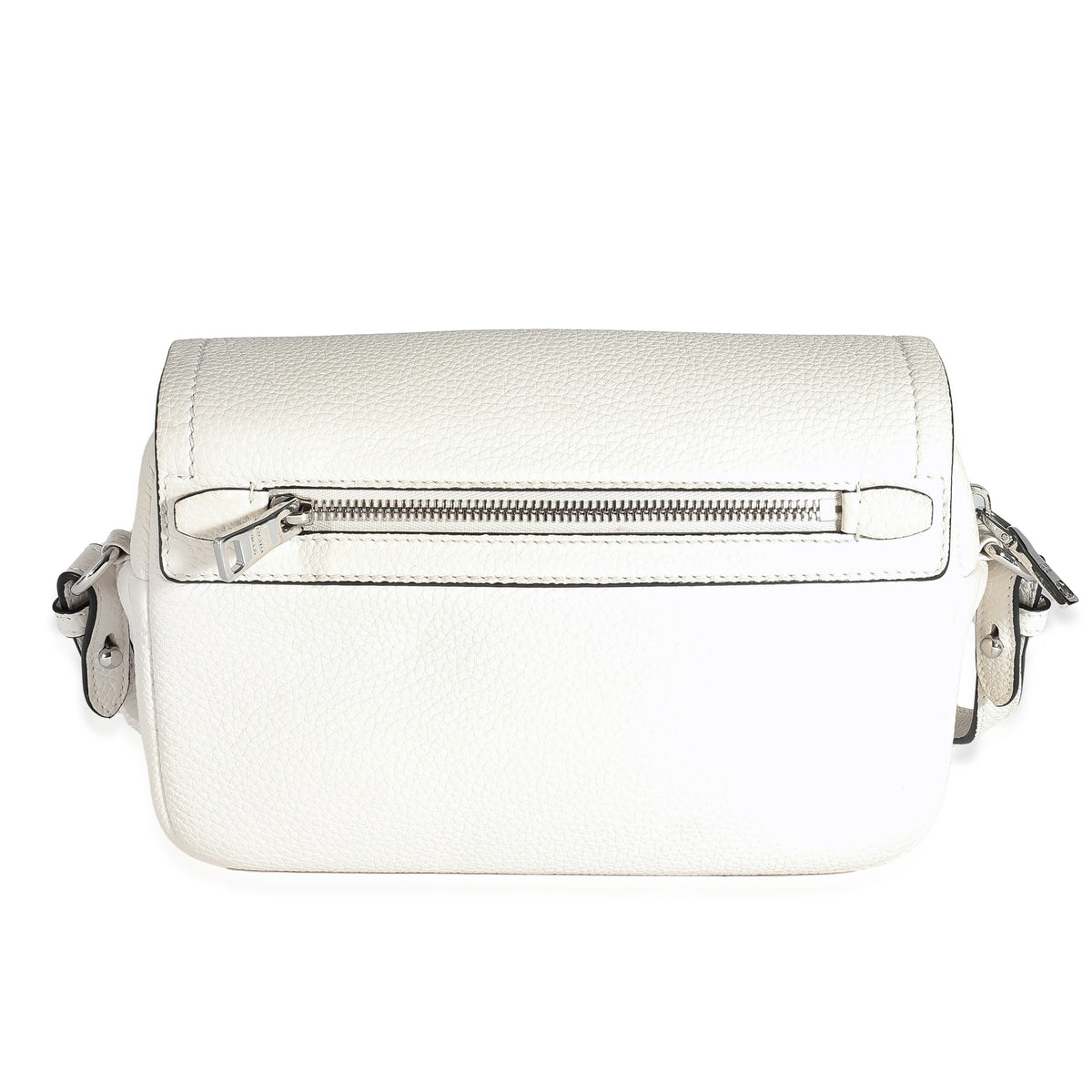 White Vitello Daino Logo Crossbody Flap Bag