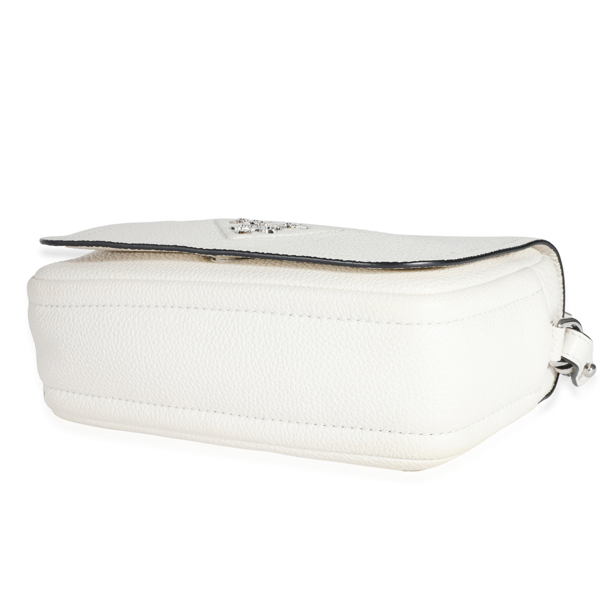 White Vitello Daino Logo Crossbody Flap Bag