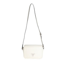 White Vitello Daino Logo Crossbody Flap Bag