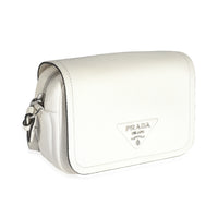 White Vitello Daino Logo Crossbody Flap Bag