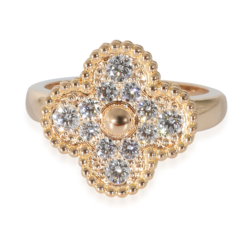 Van Cleef & Arpels Alhambra Diamond Ring in 18k Rose Gold 0.48 CTW