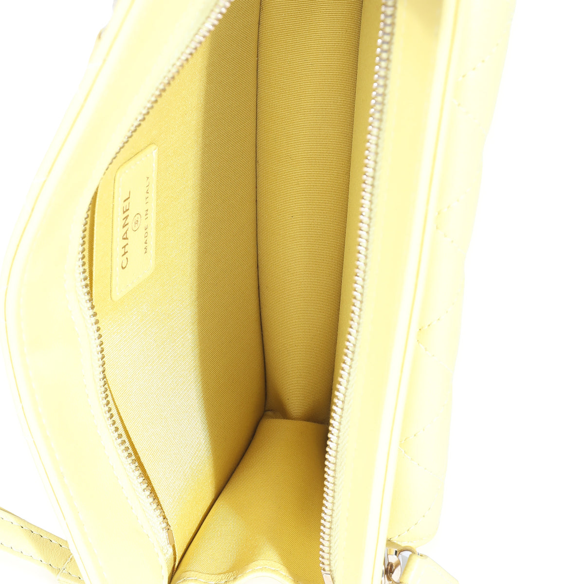 Yellow Lambskin Quilted Front Pocket Wristlet