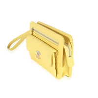 Yellow Lambskin Quilted Front Pocket Wristlet