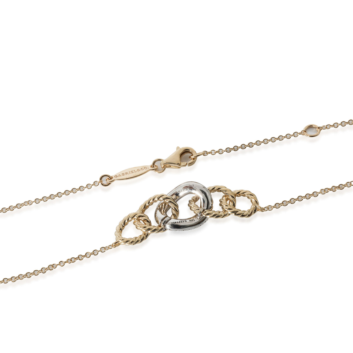 Two Toned Chain Link Necklace in 14KT Gold 0.20 CTW