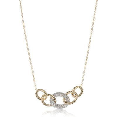 Two Toned Chain Link Necklace in 14KT Gold 0.20 CTW