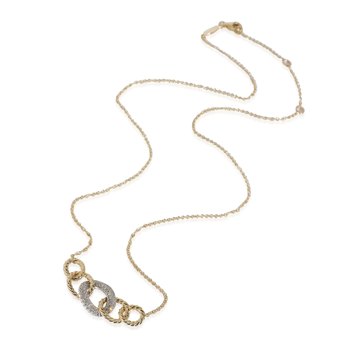 Two Toned Chain Link Necklace in 14KT Gold 0.20 CTW