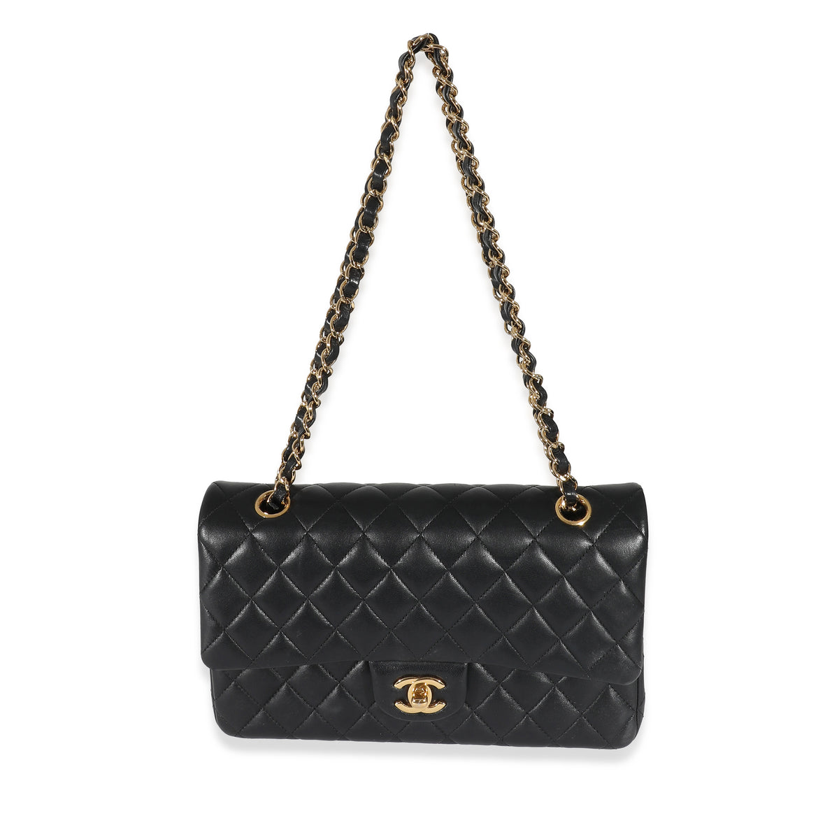 Black Lambskin Medium Classic Double Flap Bag